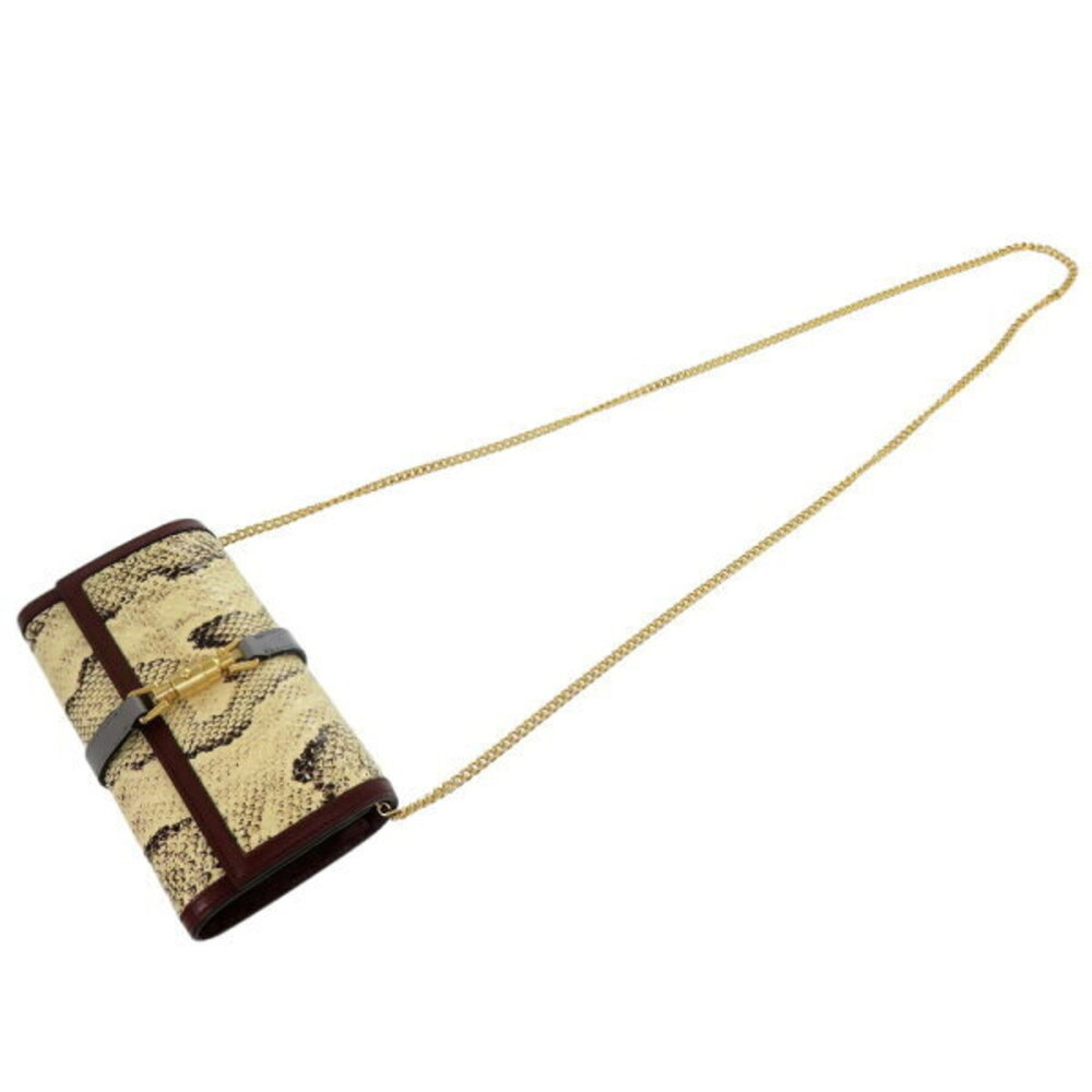 Gucci Jackie Python Chain Wallet Long Beige - image 4